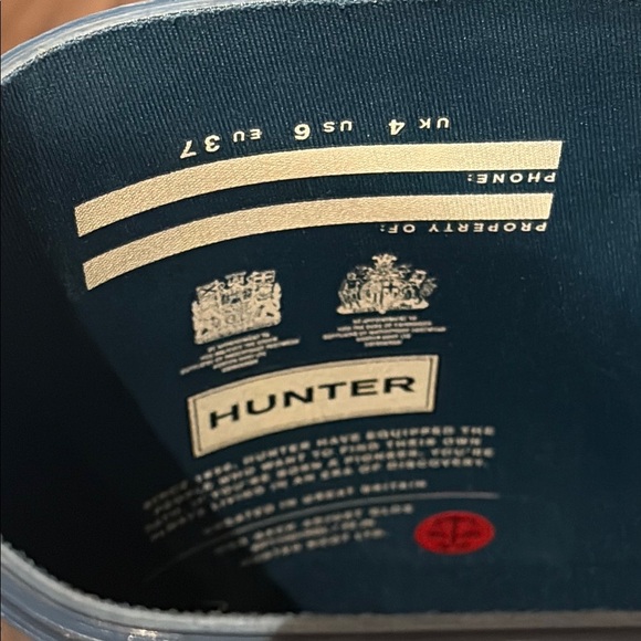 Hunter Women Blue Sparkling Shiny Gloss Rain Boots Size 6 - Picture 2 of 9